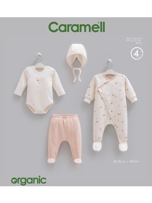 Caramell Tiny Baby Organik Tulumlu 4'lü Yenidoğan Set (Erkek)