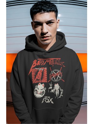 Sevbano Baby Metal Rock Metal Müzik Grubu Sırt Baskılı Unisex Oversize Premium Hoodie
