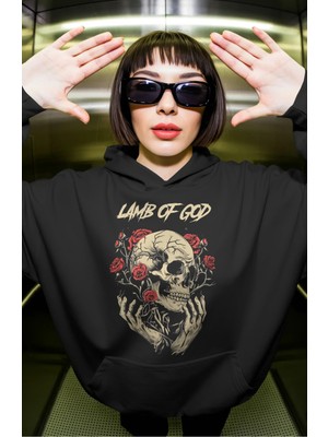 Sevbano Lamb Of God Rock Metal Müzik Grubu Ön Baskılı Unisex Oversize Premium Hoodie