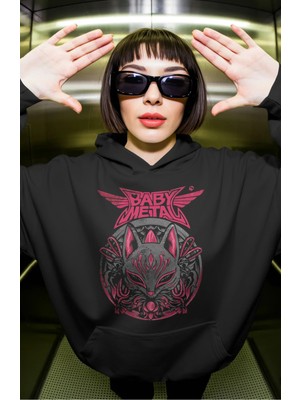 Sevbano Baby Metal Rock Metal Müzik Grubu Ön Baskılı Unisex Oversize Premium Hoodie