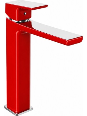 Eca Tiera Yüksek Lavabo Bataryası Kırmızı Krom - 103388002