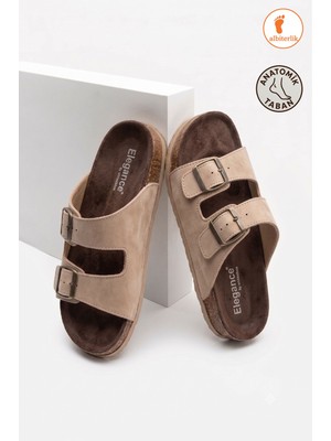 Albishoes Kadın Çift Tokalı Anatomik Rahat Taban Terlik Çift Bantlı Yumuşak Kadın Şık Görünüm Terlik