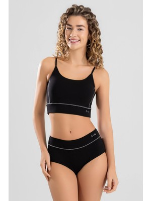 Baykar Kadın B-Fit Pamuklu Likralı Büstiyer Külot Takım 6900 Siyah
