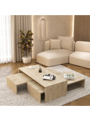 Cool Home Vr-15 Vera 3'lü Orta Sehpa Traverten