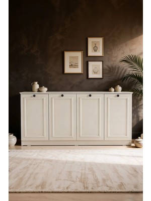 Sarmobi Mira Konsol 160X80X44 cm Bej Aytaşı Suntalam Malzeme ile Country Tasarım