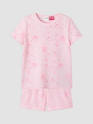 Lc Waikiki Yeni Sezon Barbie Baskılı Kız Çocuk Şortlu Pijama Takımı