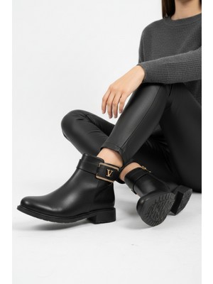Walkenzo 5044 Kadın 3 cm Topuk Termo Taban Fermuarlı Kadın Bot