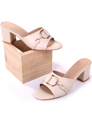 Walkenzo LL107 Kadın 6,5 cm Kare Topuk Günlük Terlik