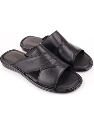 Castle Black 8523 Erkek Ortopedik Taban Hakiki Deri Terlik
