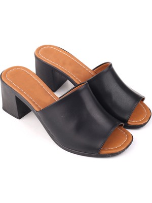 Walkenzo 1701 Kadın 7 cm Kare Topuk Rahat Taban Kadın Terlik