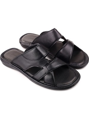 Castle Black 8521 Erkek Ortopedik Taban Hakiki Deri Terlik