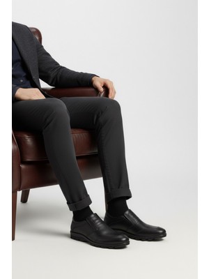 Fosco 3529 Erkek Hakiki Deri Sıcak Astar Bağcıksız Casual Ayakkabı