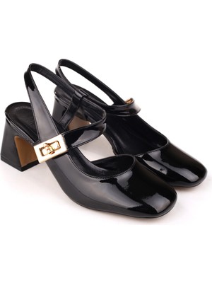Walkenzo 3002 Kadın 6 cm Topuklu Rugan Ayakkabı