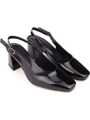 Walkenzo 5510-1 Kadın 6 cm Kare Topuklu Rahat Rugan Ayakkabı