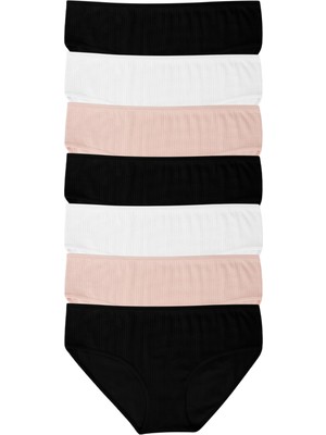 Dominant Kadın Çamaşır Fitilli Ribana  Renkli Bikini Külot 7'li Paket