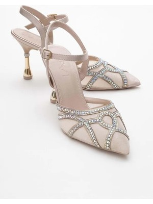 Walkenzo 5006-1 Kadın 9,5 cm Topuk Arkası Açık Fantezi Ayakkabı