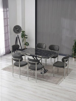 JoyMassa Venoxa 80X120 Mdf Masa / 6 Polo Sandalyeli Masa Takımı