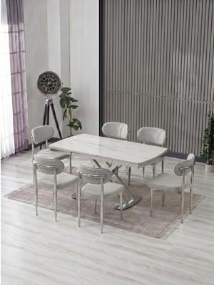 JoyMassa Venoxa 80X120 Mdf Masa / 6 Polo Sandalyeli Masa Takımı