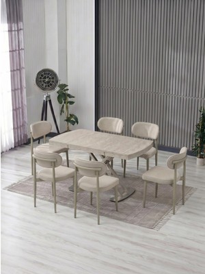JoyMassa Venoxa 80X120 Mdf Masa / 6 Polo Sandalyeli Masa Takımı