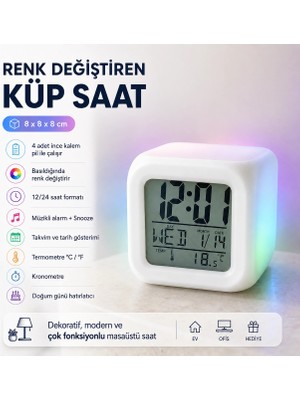 PratikBir Renk Değiştiren Küp Saat