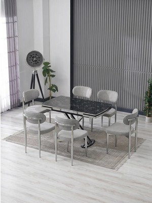 JoyMassa Venoxa 80X120 Mdf Masa / 6 Polo Sandalyeli Masa Takımı