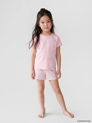 Lc Waikiki Yeni Sezon Bisiklet Yaka Kız Çocuk Şortlu Pijama Takımı
