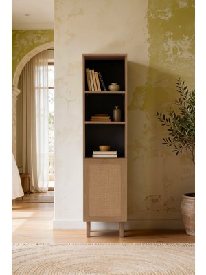 Sarmobi Baru 5 Raflı Kitaplık 173*40*32 cm Cadiz Meşe Iskandinav Tasarım