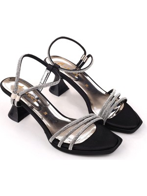 Walkenzo 4750 Kadın 5 cm Topuk Taşlı Abiye Sandalet