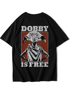 Brz Collection Unisex Oversize Dobby Is Free T-Shirt Siyah