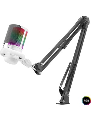 Skygo Rgb Mikrofon Seti Boom Mikrofon Kolu Type-C 192Khz 24Bit Beyaz ME6S35W