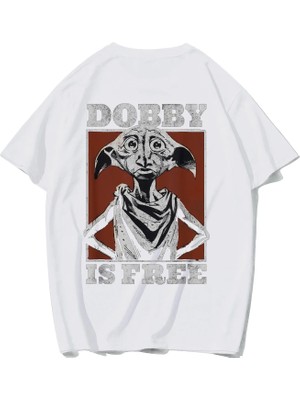 Brz Collection Unisex Oversize Dobby Is Free T-Shirt (Beyaz)