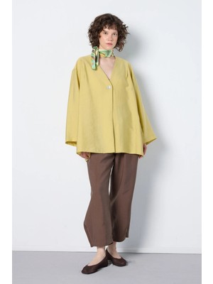 Minaaise Oversize Tencel Kimono Yağ Yeşili