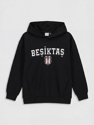 Lc Waikiki Yeni Sezon Kapüşonlu Beşiktaş Baskılı Erkek Çocuk Sweatshirt