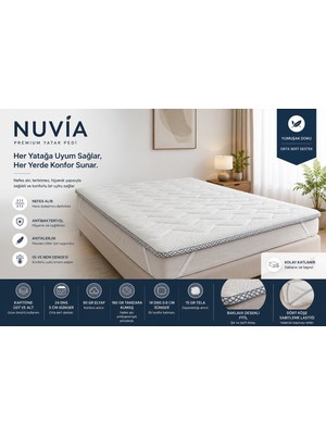 Zish Home Nuvia 7 cm Yatak Pedi, Topper ve Şilte | 4 Köşe Lastikli Kapitoneli Sünger Yer Yatağı ve Misafir Yatağı | 24 DNS Orta Sert Sünger | Tamzara Kumaş