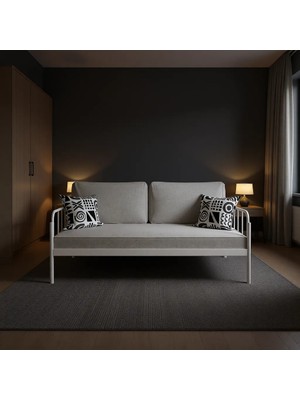 Argimo Sofia Sedir Metal Karyola 90 x 190 cm Beyaz Renkli Modern Tasarım Dayanıklı Yapı