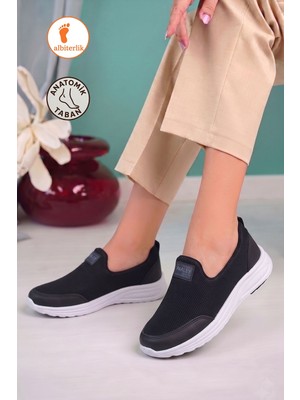 Albishoes Kadın Anne Bağcıksız Fileli Rahat Günlük Yürüyüş Babet Ayakkabı Anatomik Spor Ayakkabı