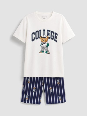 Lc Waikiki Yeni Sezon Bisiklet Yaka Erkek Çocuk Şortlu Pijama Takımı