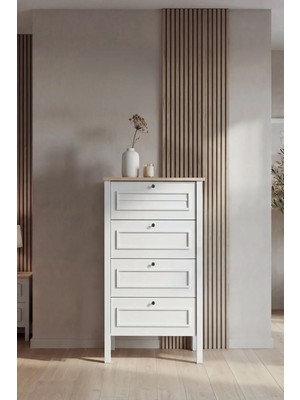 Sarmobi Taiga 4 Çekmeceli Şifonyer 52X103X41 cm Buz Gri – Country Tasarım