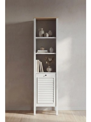 Sarmobi Taiga 5 Raflı Kitaplık 174*30*50 cm Buz Gri Country Tasarım