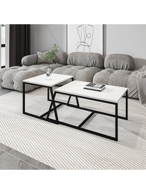 İnarch Dizayn Minimal İkili Orta Sehpa – Modern Tasarım, Çok Amaçlı Kullanım, Beyaz