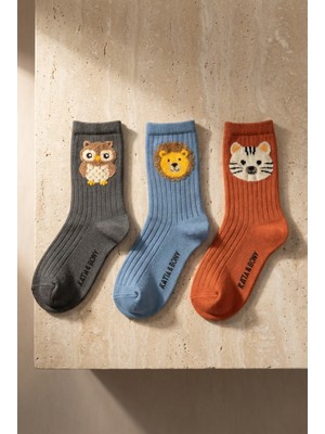 Bony Socks 3'lü Paket Hayvan Baskılı Çocuk Soket Çorap