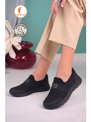 Albishoes Kadın Anne Bağcıksız Fileli Rahat Günlük Yürüyüş Babet Ayakkabı Anatomik Spor Ayakkabı