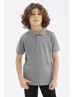 Zachariuz Unisex Çocuk Polo Yaka Okul Basic T-Shirt