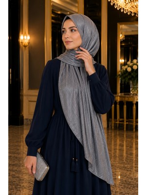 İmaj Butik Açık Gri Kristal Levidor Abiye Şal