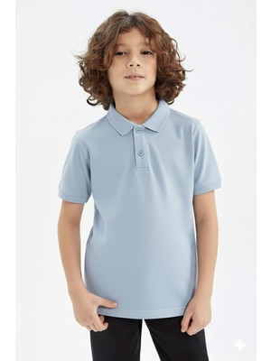 Zachariuz Unisex Çocuk Polo Yaka Okul Basic T-Shirt
