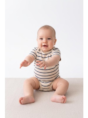 MiaBaby Çizgili Süprem Çıtçıtlı Kısa Kol Body