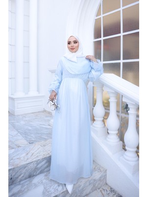 İmaj Butik Bebe Mavi Yaka Detaylı Elbise