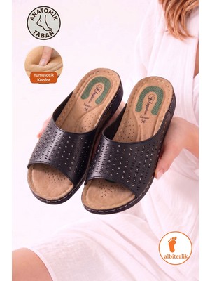 Albishoes Kadın Ince Taban Rahat Yumuşak Pedli Taş Detaylı Günlük Anne Kadın Terlik Gün Boyu Rahat