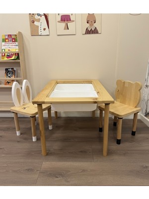 Lili Kids Lilikids Ahşap Aktivite Masası 2 Hayvan Figürlü Sandalye Seti Kara Tahta Fsc Montessori