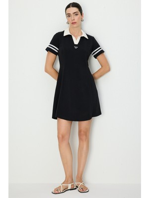On Kadın Şerit Detaylı Mini Boy Elbise 76534 Siyah